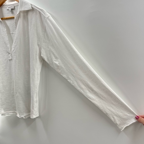 Evereve Romy Relaxed Long Sleeve 100% Cotton Preppy V-Neck Shirt Top Size Small - Picture 6 of 11